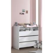 LUCEVI - Kiddy Commode 3 Laden + Opzet Commode - Wit - 90x72 cm