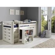 LUCEVI - Pino Halfhoogslaper + Ladder + Bureau + Commode 4 laden + Han...