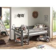 LUCEVI - Pino Halfhoogslaper H85CM + Ladder + Hangplank - Grijs - 90x2...