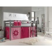 LUCEVI - Pino Halfhoogslaper H115CM + Ladder + Pink Flower Gordijntjes...