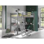 LUCEVI - Pino Mezzanine bed + Ladder + Bureau - Grijs - 140x200 cm