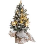 J-line - Kerstboom+led+pot Jute Plastiek Besneeuwd Groen Extra Small -...