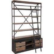 J-line - Rek+ladder 4schap Hout/metaal Naturel/bruin 160x45x243cm - 16...