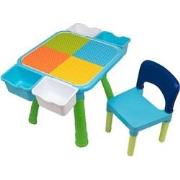 Decopatent® - Kindertafel met 1 Stoeltje - Speeltafel met bouwplaat en...