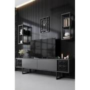 TV Meubel Set Black Line Antraciet Zwart Melamine 180x48x30 cm