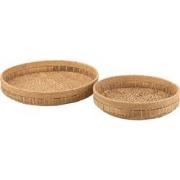 J-line - Set Van 2 Schalen Rond Rotan Naturel - 52x52x14.5cm