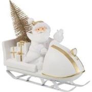 J-line - Kerstman Met Slee Poly Wit/goud - 31x11x30cm