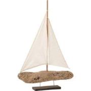 J-line - Zeilboot Op Voet Drijfhout Naturel Large - 45x7x61cm