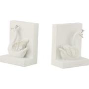 J-line - Set 2 Boekensteun Poly Wit/zilver - 7x11x14cm