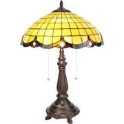 LumiLamp Tiffany Tafellamp  Ø 41x57 cm  Geel Glas Tiffany Bureaulamp