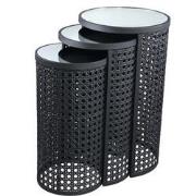 PTMD Jinda Bijzettafel - H70 x Ø40 cm - Ijzer - Grijs - Set van 3