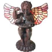 LumiLamp Tiffany Tafellamp Engel 41x26 cm Bruin Roze Glas Tiffany Lamp...