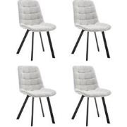 Eetkamerstoelen set van 4 Felix Boucle Wit grijs