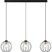 industriële hanglamp Barone Zwart 3-lichts