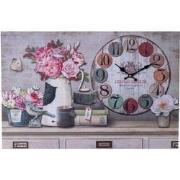 Decopatent® XL Canvas Schilderij Klok - Wandklok - BLOEMEN KAARSEN & B...