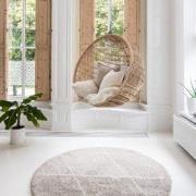 Berber Rond vloerkleed hoogpolig Grijs/Beige/Zand/Cream - scandinavisc...