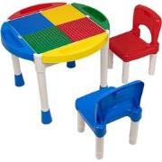 Decopatent® - Kindertafel met 2 Stoeltjes - Speeltafel met bouwplaat e...