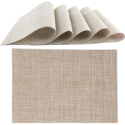 OTIX Placemats - Set van 6 - Kunststof - Rechthoekig - Beige - Onderle...