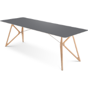 Tink table houten eettafel whitewash - met linoleum tafelblad nero - 2...