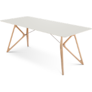 Tink table houten eettafel whitewash - met linoleum tafelblad mushroom...