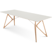 Tink table houten eettafel whitewash - met linoleum tafelblad mushroom...