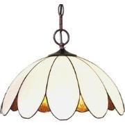 LumiLamp Hanglamp Tiffany  Ø 46x138 cm  Wit Metaal Glas Hanglamp Eetta...