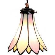 LumiLamp Hanglamp Tiffany  Ø 15x115 cm  Roze Beige Glas Metaal Hanglam...