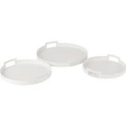 J-line - Set Van 3 Plateau Rond Metaal Wit - 45x45x6.5cm