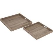 J-line - Set 2 Plateau Vierkant Hout Naturel - 50x50x5cm