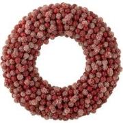 J-line - Krans Rond Bessen Plastiek Rood Small - 35x6x35cm