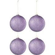 J-line - Doos Van 4 Kerstbal Parels Glas Mauve Large - 12x12x12cm
