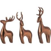 J-line - Set Van 3 Rendier Resine Galvanisch Koper - 7x4x16cm