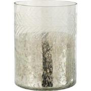 J-line - Windlicht Klassiek Crackle Glas Transparant/zilver Large - 21...