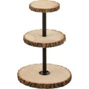 J-line - Plateau 3 Niveaus Rond Paulownia Hout Naturel - 35x35x50cm