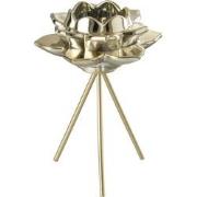 J-line - Theelichthouder Op Voet Bloem Glas Goud Large - 14.5x14.5x21c...
