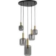 Light&living Hanglamp 5L Ø66x80 cm LEKAR antiek brons+smoke glas