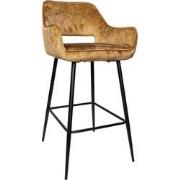 PTMD Fallon Velvet barstoel cognac met zwart metal