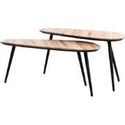 Light&living Salontafel S/2 84x39x34+84x39x39 cm VIEJO hout naturel+zw...