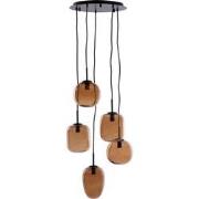 Light&living Hanglamp 5L E14 Ø45x23 cm MEZZA glas bruin