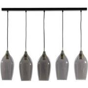 Light&living Hanglamp 5L 104x17x36 cm LUKARO antiek brons+glas smoke