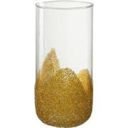 J-line - Kaarshouder Strass Glas Transparant/goud Large - 13x13x28cm