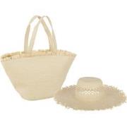 J-line - Set Van 2 Strandtas + Hoed Papier Naturel - 60x18x31cm