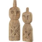 J-line - Set Van 2 Afrikaans Gerkefd Figuur Hout Naturel - 11.58x7.5x4...