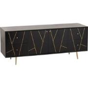 J-line - Dressoir Lijnen 4 Lades 2 Deuren Hout/metaal Zwart/goud - 150...