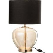 J-line - Lamp Transparant Glas/textiel Goud/zwart - 30x30x31cm