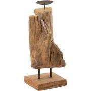 J-line - Kaarshouder Stam Teak Hout Naturel Small - 15x15x35cm