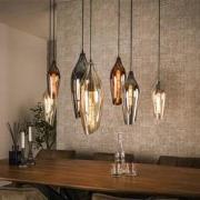 Hoyz Collection - Hanglamp 4+3 Cocoon Mix Glass - Zwart