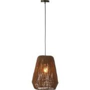 J-line - Hanglamp Vlecht Metaal/palm Zwart Small - 30x30x38cm