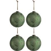 J-line - Doos Van 4 Kerstballen Glas Antiek Fel Groen Large - 28x28x13...