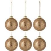 J-line - Doos Van 6 Kerstballen Sterretjes Glas Brons Small - 8x8x10cm